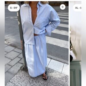 Djerf Avenue Breezy Shirt Blue Small